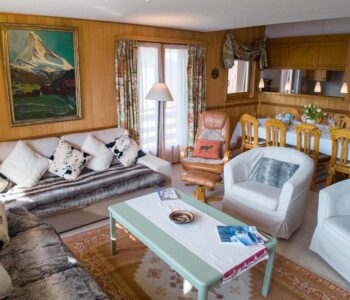 Lounge with large comfy sofas and dining area